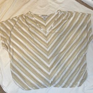 American Rag Gold, White and Tan Striped Blouse